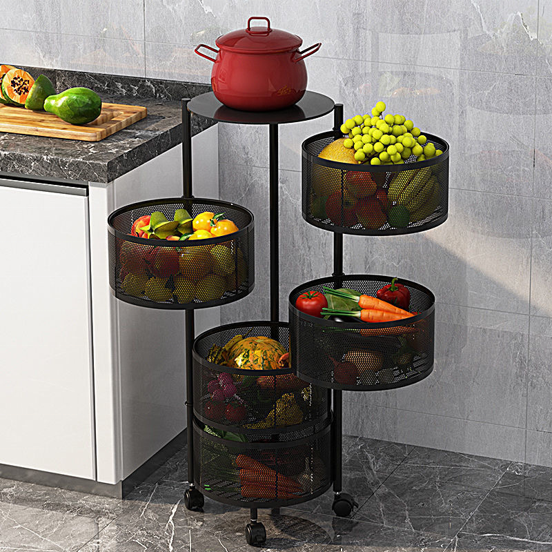 2022 new product 3 tier kitchen storage rack rotating fruit vegetable rack