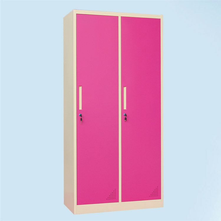 2 door metal locker bedroom storage clothes locker with hanger 