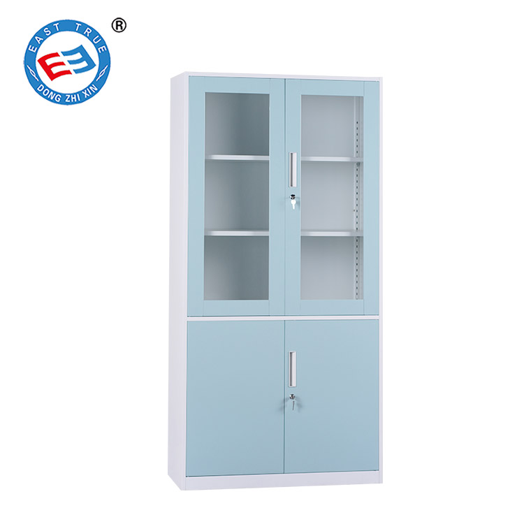 Steel thin side filing cabinet with glass door