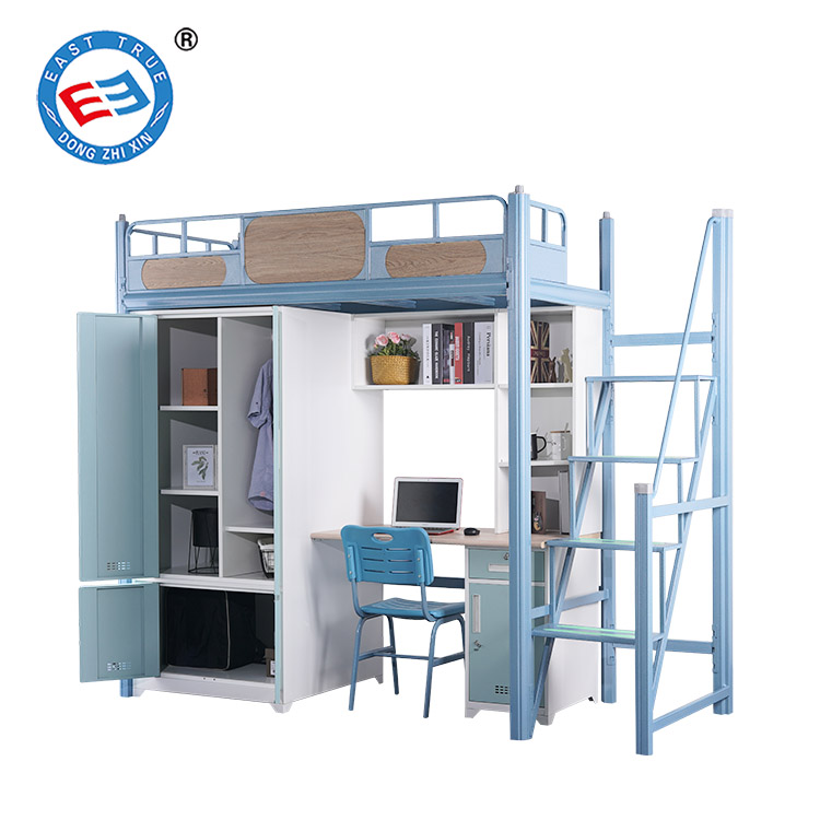 Modern cheap iron bed frame school dormitory steel double layer bunk bed metal bunk bed with desk
